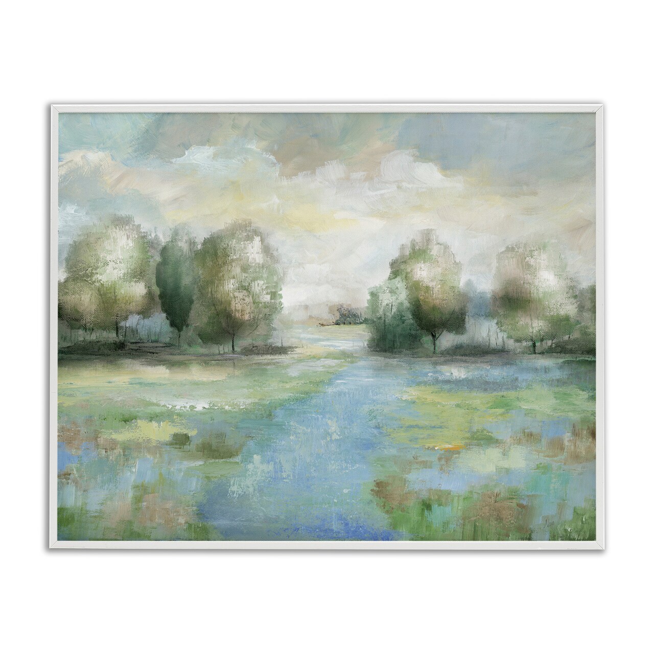 Stupell Industries Abstract Rural Meadow Stream Framed Giclee By Nan